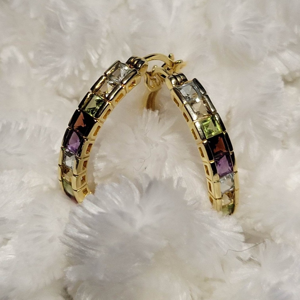 BEAUTIFUL Multi Gemstone hinge earrings